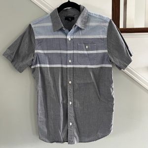 GAP Kids Blue/Gray/White Striped SS Button Down Shirt Size XXL